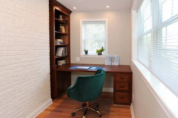 office desk with green chair