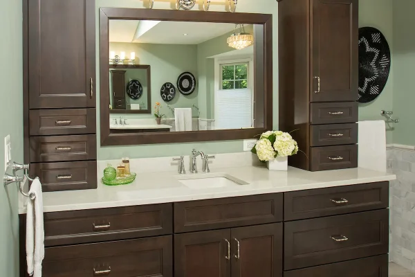 vanity with tall cabinets