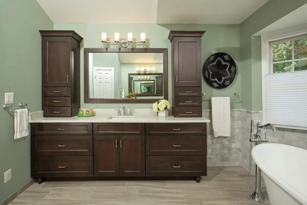 vanity with tall cabinets