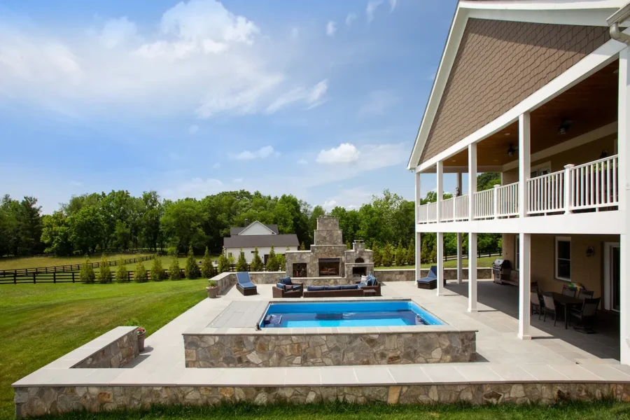 outdoor pool with fireplace outdoor pool with fireplace