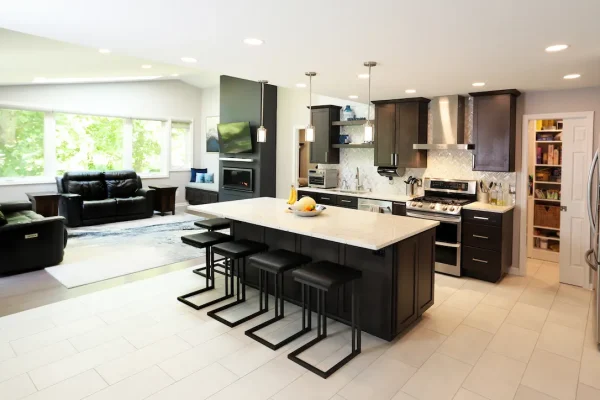 kitchen with black accents