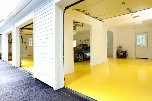 garage with yellow floors