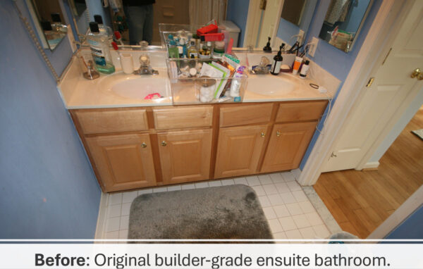 before picture of cramped bathroom